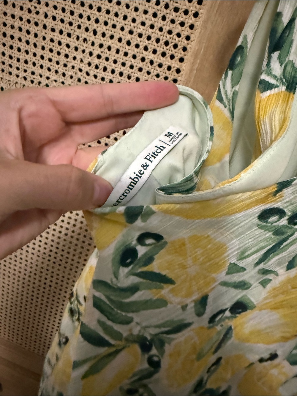 Abercrombie & Fitch Yellow Lemon-Print Mini Dress with Green Leaves - Picture 4 of 4